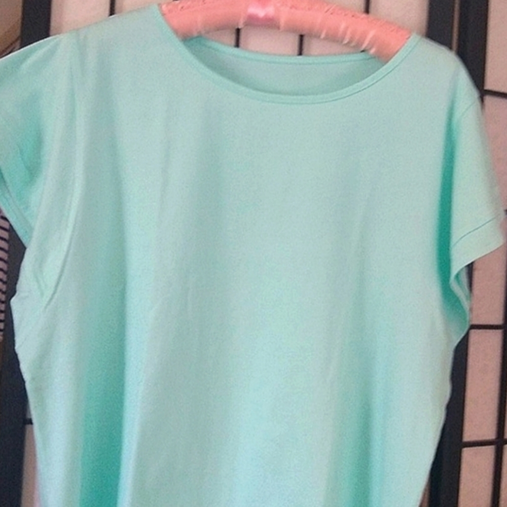 Aqua Blue Women's Top Capped Sleeve New Large 22 PTP - Picture 5 of 6